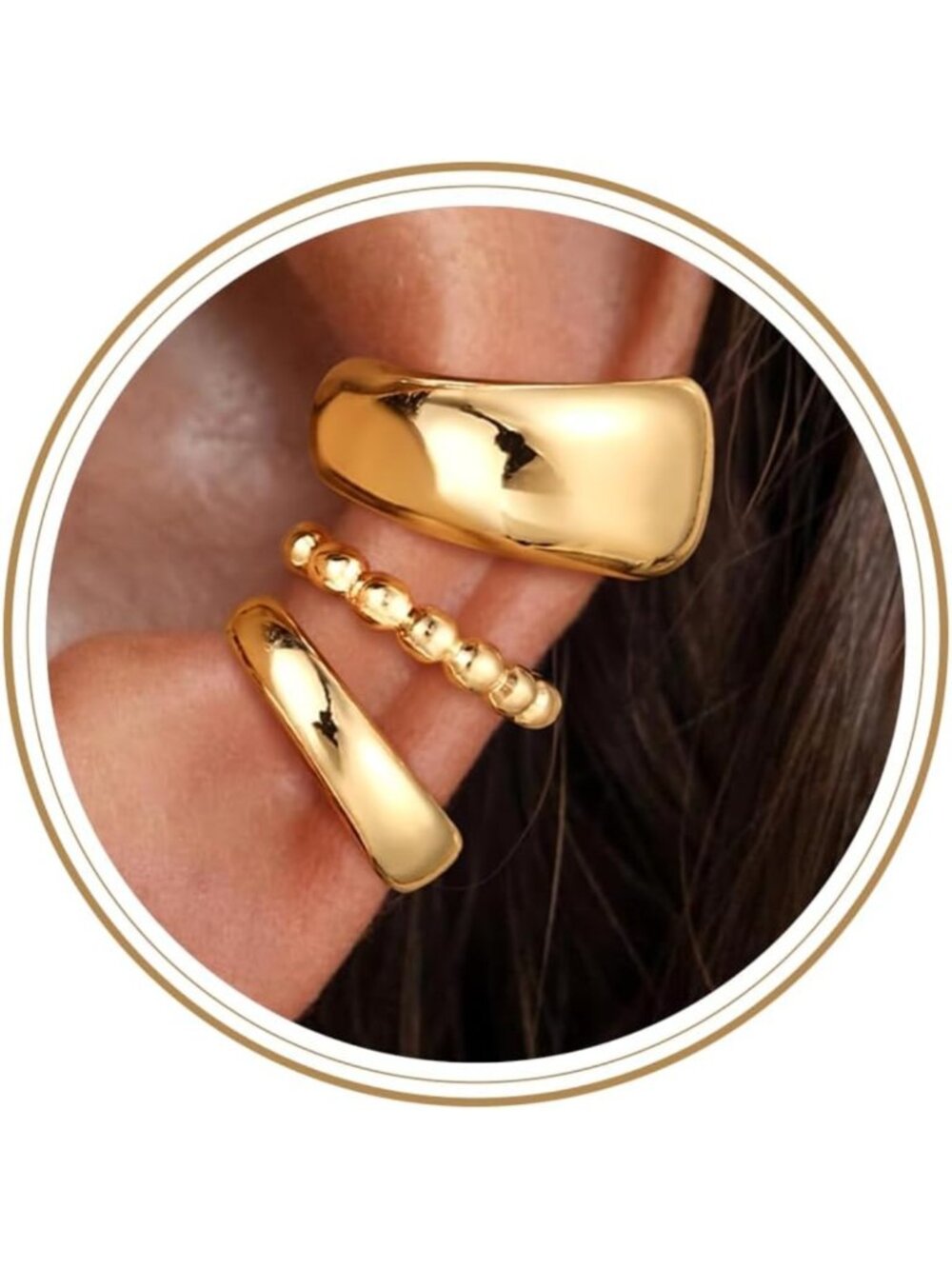 Dainty Non-Piercing Ear Cuffs Set - 14K Gold/Silver Plated Clip-On Jewelry